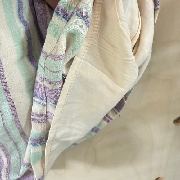 LULU’S Forever Adventure Romper Size M NEW Lilac Multi Striped Drawstring Waist - Picture 7 of 13